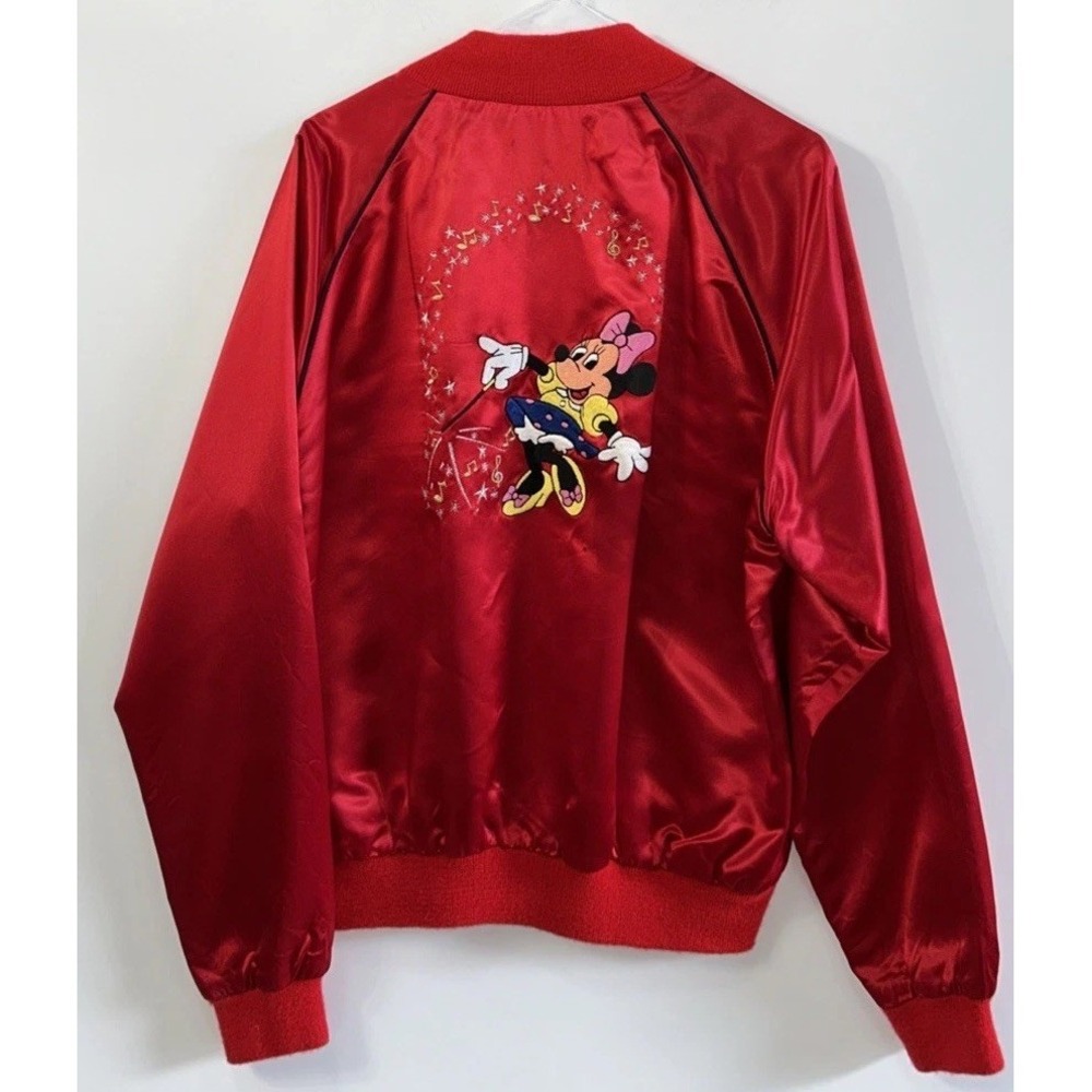 Vintage 1980s Disney Minnie Mouse Sorcerer Fantasia Satin Bomber Jacket XL EC US